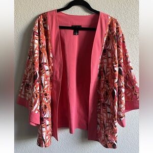 NWOT Pretty Plus Sz 2X 22/24W Maggie Barnes Multicolor 3/4 Sleeve Open Jacket